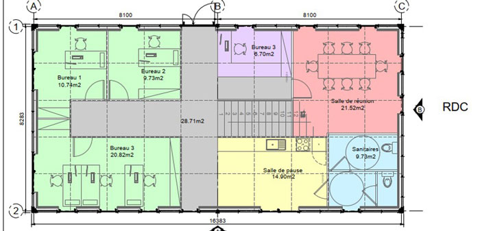 Exemple aménagement et construction de bureau préfabriqué